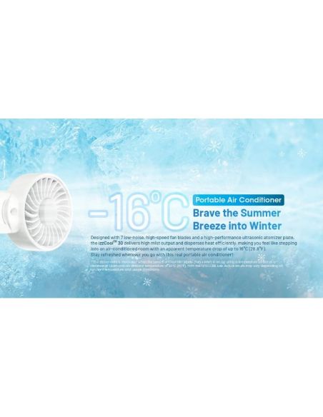Ventoinha de mão portátil izzCool 30 com pulverizador de água,