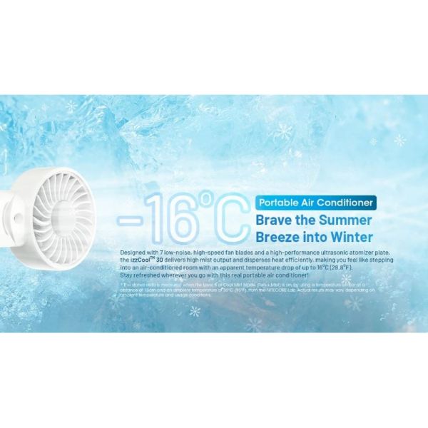 Ventilador portátil de mano izzCool 30 con pulverizador de agua,