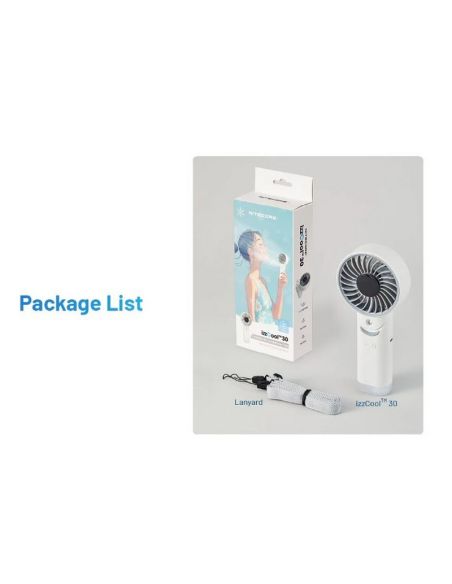 Ventilador portátil de mano izzCool 30 con pulverizador de agua,