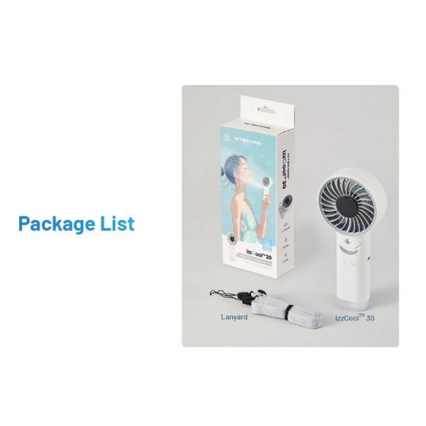 Ventilador portátil de mano izzCool 30 con pulverizador de agua,