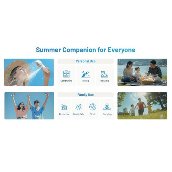 Ventoinha de mão portátil izzCool 30 com pulverizador de água,