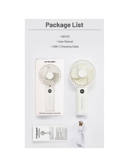 Ventilador portátil NEF03 Pro plegable con batería