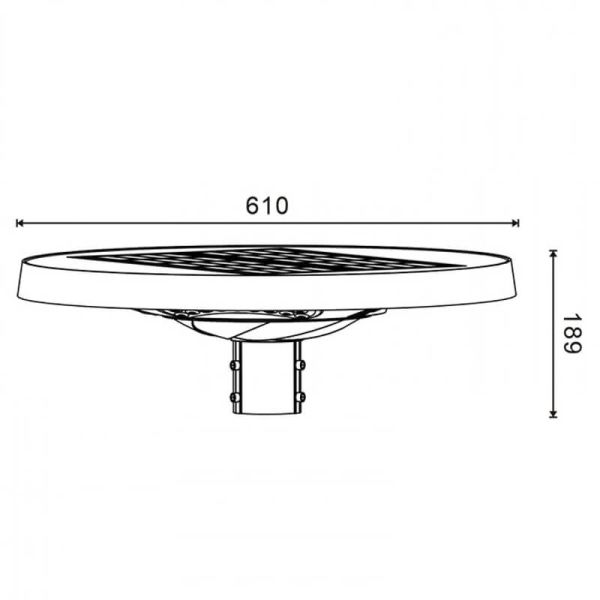 Medidas Farola Solar LED Wik 30W para Alumbrado Público | Sensor Crepuscular | IP65 | Regulable