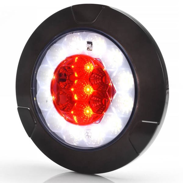 Luz traseira LED redonda preta embutida W147 12V 24V Neblina e Ré R10 F, AR