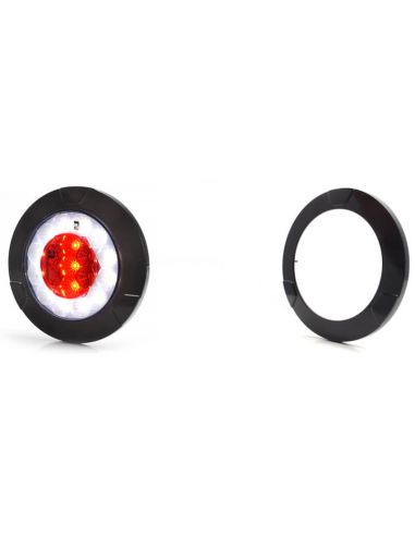 Luz traseira LED redonda preta embutida W147 12V 24V Neblina e Ré R10 F, AR