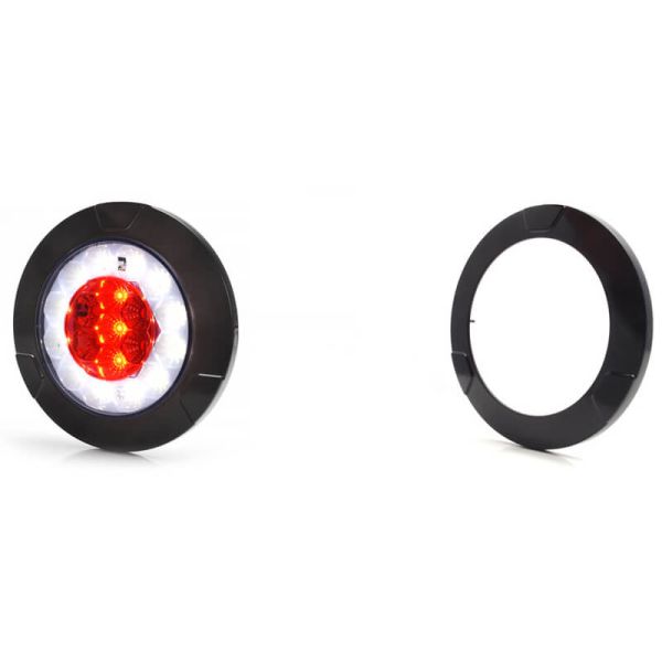 Piloto LED trasero redondo negro empotrable W147 12V 24V Niebla y Marcha Atras R10 F, AR