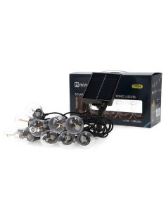 Guirlande lumineuse solaire à 10 ampoules LED | 6,5 m | 2700 K | IP54 | Intensité variable avec télécommande