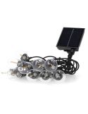 Détail : Guirlande lumineuse solaire à 10 ampoules LED | 6,5 m | 2 700 K | IP54 | Intensité variable avec télécommande