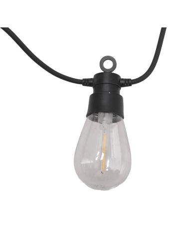 Guirnalda LED Solar Exterior 10 Bombillas | 6,5 m | 2700K | IP54 | Regulable con Control Remoto