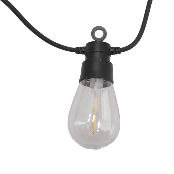 Guirlande lumineuse solaire à 10 ampoules LED | 6,5 m | 2700 K | IP54 | Intensité variable avec télécommande