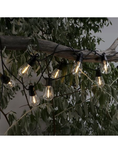 Guirlande lumineuse solaire à 10 ampoules LED | 6,5 m | 2700 K | IP54 | Intensité variable avec télécommande