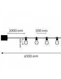 Medidas Guirnalda LED Solar Exterior 10 Bombillas | 6,5 m | 2700K | IP54 | Regulable con Control Remoto