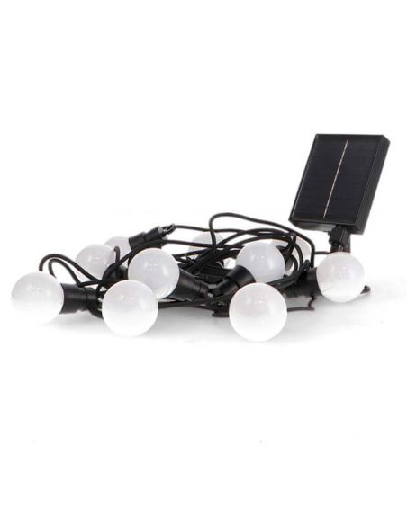 Guirlande lumineuse solaire LED RVB avec 10 ampoules opaques | 6,5 m | IP54 extérieur | Télécommande | Intensité variable