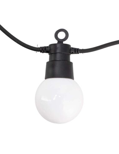 Detalhe: Cordão de Luzes LED Solares RGB com 10 Lâmpadas Opacas | 6,5 m | IP54 Externo | Controle Remoto | Regulável