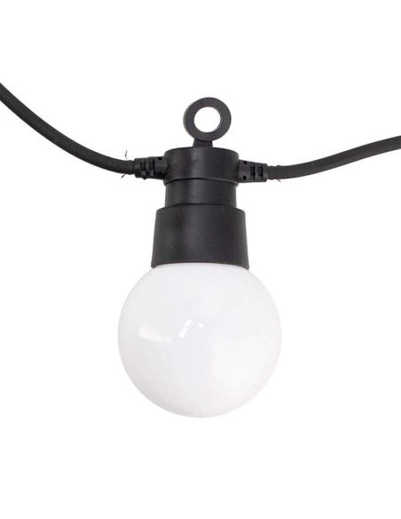 Detalhe: Cordão de Luzes LED Solares RGB com 10 Lâmpadas Opacas | 6,5 m | IP54 Externo | Controle Remoto | Regulável