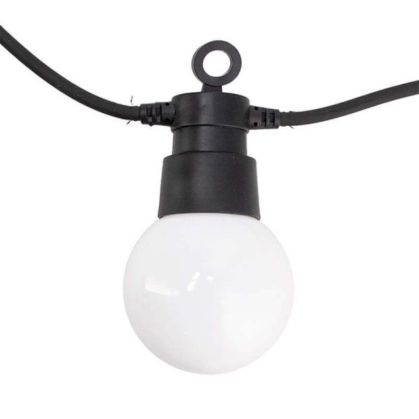 Detalhe: Cordão de Luzes LED Solares RGB com 10 Lâmpadas Opacas | 6,5 m | IP54 Externo | Controle Remoto | Regulável