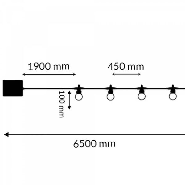 Dimensiones Guirnalda LED Solar RGB 10 Bombillas Opacas | 6,5 m | Exterior IP54 | Control Remoto | Regulable