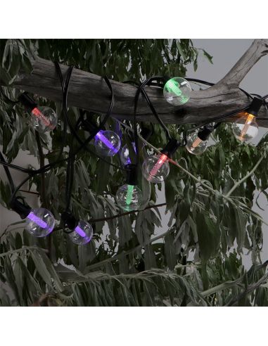 Guirnalda LED Solar RGBW 15 Bombillas Transparente | 7,5 m | Exterior IP54 | Regulable | Control Remoto
