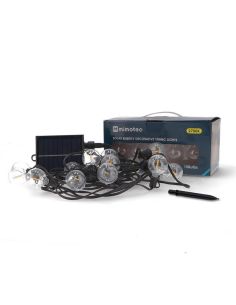 Cordão de Luzes LED Solares com 15 Lâmpadas, 7,5 m | Branco Quente 2700K | IP54 | Regulável com Controle Remoto