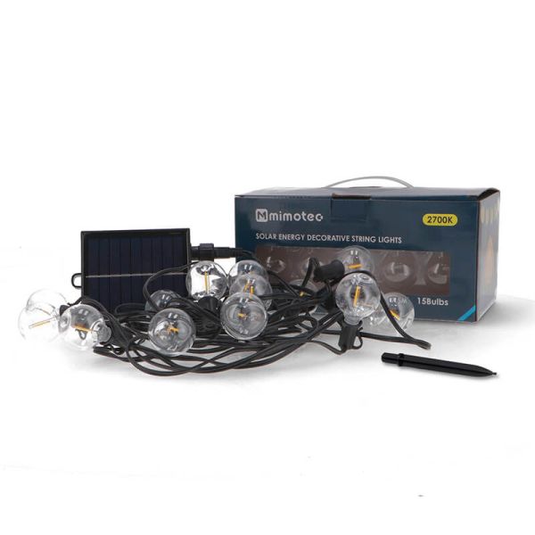 Guirnalda LED Solar Exterior 15 Bombillas 7,5 m | Luz Cálida 2700K | IP54 | Regulable con Control Remoto