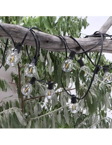 Guirlande lumineuse solaire à 15 LED, 7,5 m | Blanc chaud 2700 K | IP54 | Intensité variable avec télécommande