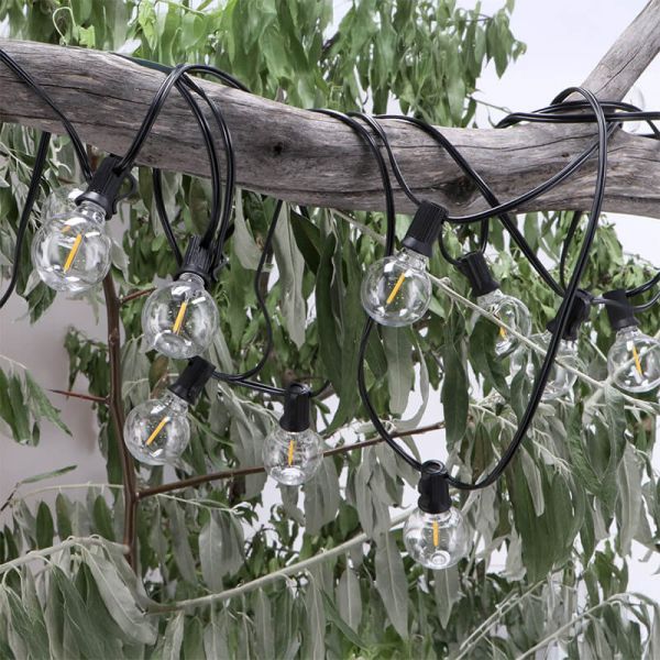 Guirnalda LED Solar Exterior 15 Bombillas 7,5 m | Luz Cálida 2700K | IP54 | Regulable con Control Remoto