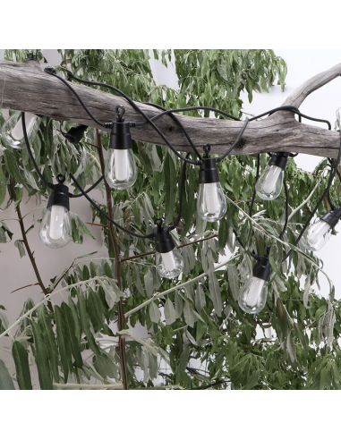 Guirnalda LED Solar RGB 10 Bombillas 8 m | Exterior IP54 | Estilo Moderno | Bombillas Transparentes con Interior Opaco