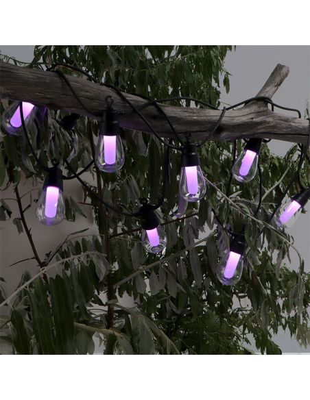 Guirnalda LED Solar RGB 10 Bombillas 8 m | Exterior IP54 | Estilo Moderno | Bombillas Transparentes con Interior Opaco