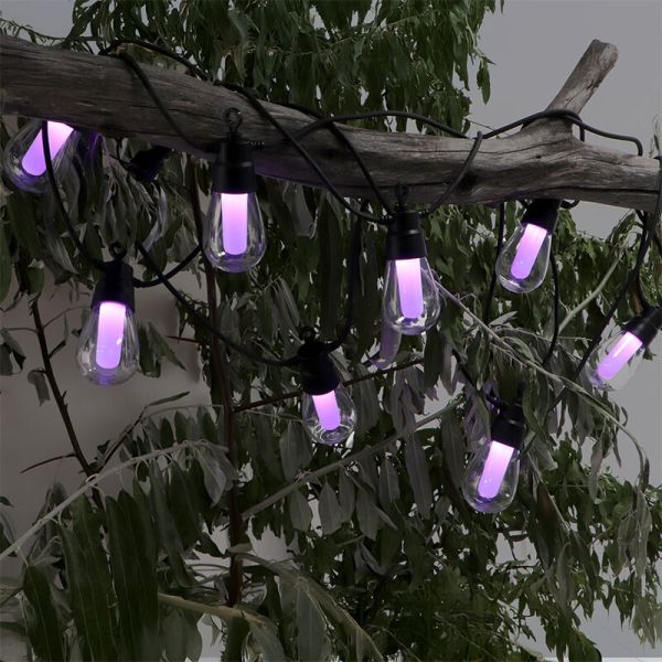 Guirnalda LED Solar RGB 10 Bombillas 8 m | Exterior IP54 | Estilo Moderno | Bombillas Transparentes con Interior Opaco