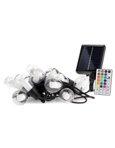 Guirnalda LED Solar RGB 10 Bombillas 8 m | Exterior IP54 | Estilo Moderno | Bombillas Transparentes con Interior Opaco