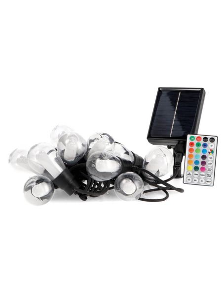 Guirnalda LED Solar RGB 10 Bombillas 8 m | Exterior IP54 | Estilo Moderno | Bombillas Transparentes con Interior Opaco
