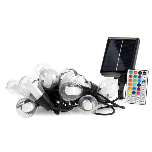 Guirnalda LED Solar RGB 10 Bombillas 8 m | Exterior IP54 | Estilo Moderno | Bombillas Transparentes con Interior Opaco