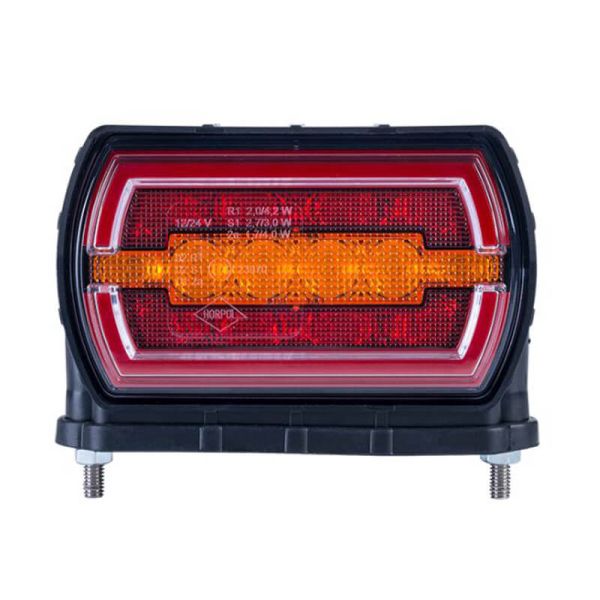 Feu arrière LED rectangulaire avec support inférieur Néon avec câble 3 fonctions R1 S1 2A