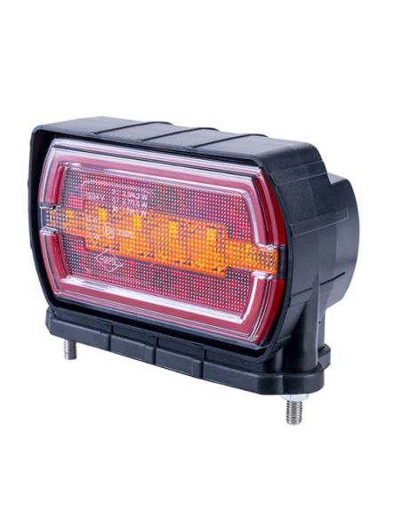 Lanterna traseira retangular de LED com suporte inferior neon e 3 funções, cabo R1 S1 2A