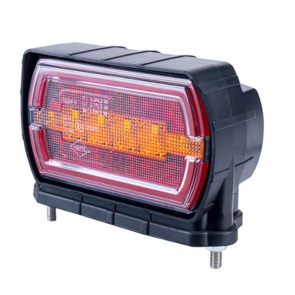 Lanterna traseira retangular de LED com suporte inferior neon e 3 funções, cabo R1 S1 2A