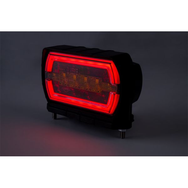 Lanterna traseira retangular LED com suporte inferior Neon com cabo 3 funções R1 S1 2A