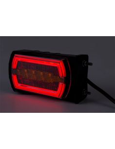 Lanterna traseira retangular LED neon com suporte lateral e cabo 3 funções R1 S1 2A 2