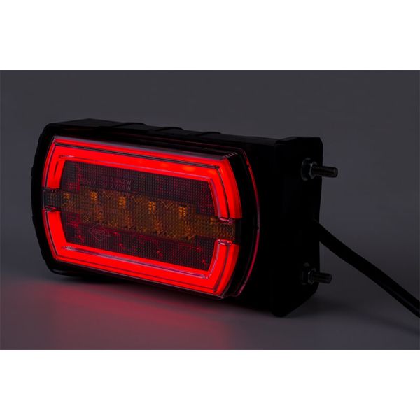 Feu arrière LED néon rectangulaire avec support latéral et câble 3 fonctions R1 S1 2A