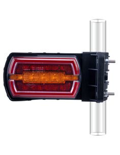 Suporte retangular para lanterna traseira LED neon para tubo Ø20–30 mm com cabo 3 funções R1 S1 2A