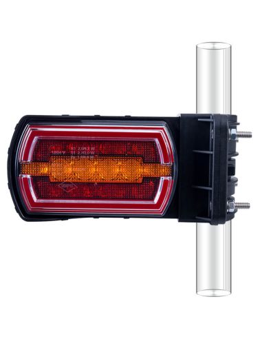 Feu arrière LED néon rectangulaire pour tube Ø 20–30 mm avec câble 3 fonctions R1 S1 2A