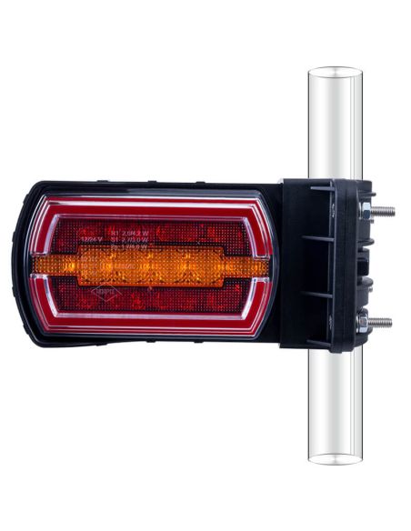 Luz Trasera LED Neon rectangular Montaje para Tubo Ø20–30 mm con cable 3 Funciones R1 S1 2A