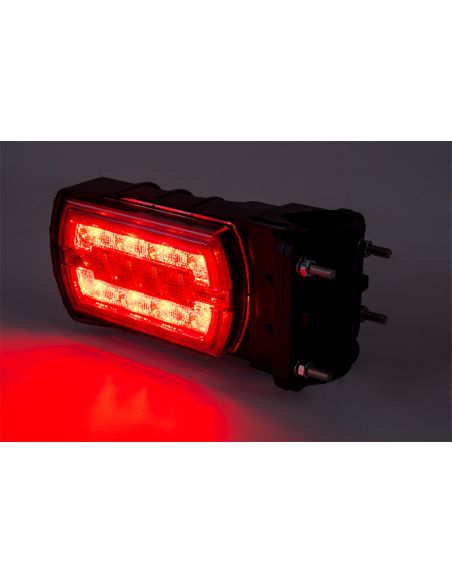 Suporte de luz traseira retangular LED neon para tubo Ø20–30 mm com cabo 3 funções R1 S1 2A luz de freio