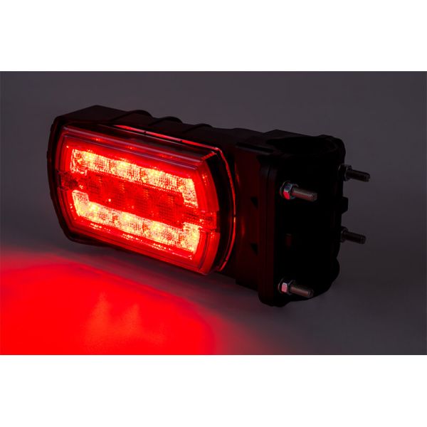 Suporte de luz traseira retangular LED neon para tubo Ø20–30 mm com cabo 3 funções R1 S1 2A luz de freio