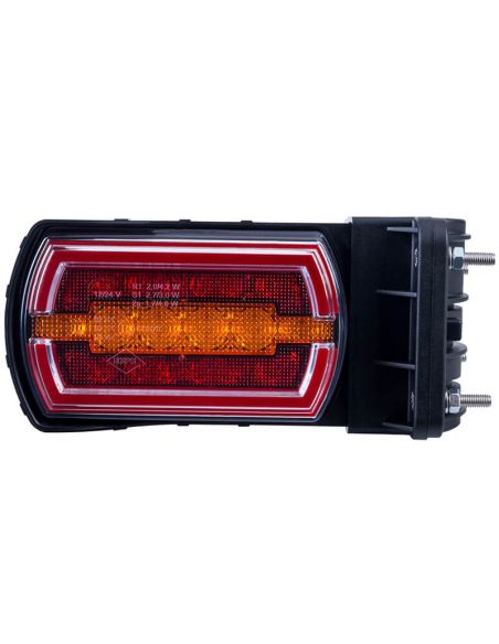 Feu arrière LED néon rectangulaire pour tube Ø 20–30 mm avec câble 3 fonctions R1 S1 2A