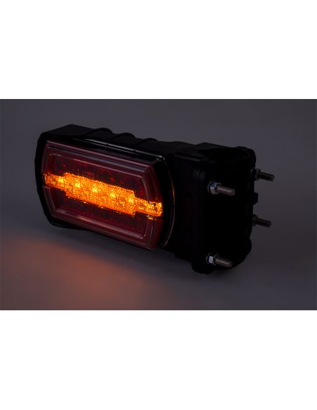 Feu arrière LED néon rectangulaire pour tube Ø 20–30 mm avec câble 3 fonctions R1 S1 2A Clignotant