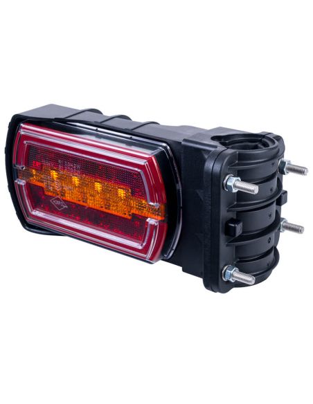 Feu arrière LED néon rectangulaire pour tube Ø 20–30 mm avec câble 3 fonctions R1 S1 2A