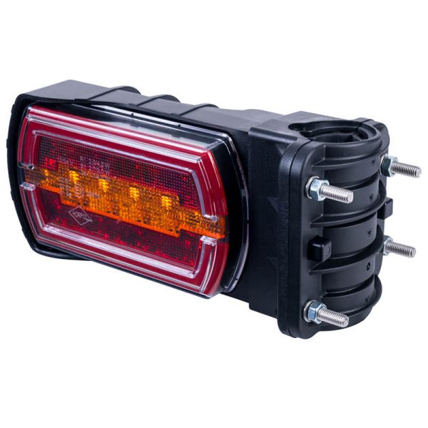 Feu arrière LED néon rectangulaire pour tube Ø 20–30 mm avec câble 3 fonctions R1 S1 2A