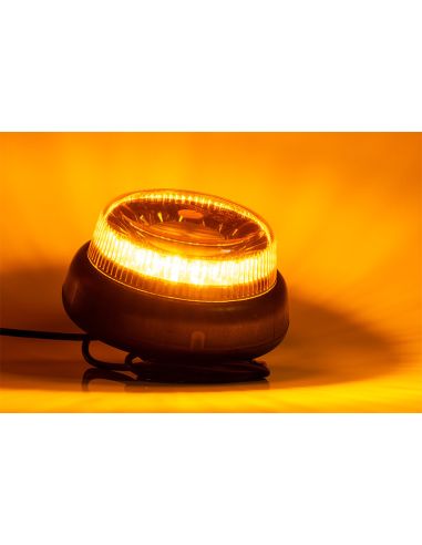 Poderosa luz LED âmbar giratória com flash duplo e fixação central por parafuso FT-101 SC DF LED TA1 12V 24V