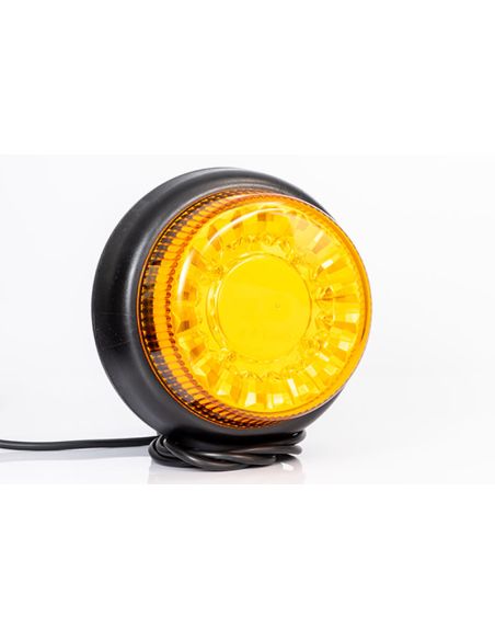 Poderosa luz LED âmbar giratória com flash duplo e fixação central por parafuso FT-101 SC DF LED TA1 12V 24V