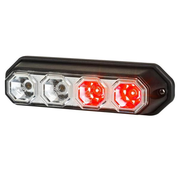 Barre LED arrière 3 fonctions homologuée et étanche Tulipe transparente 4 LED R1 S1 2A